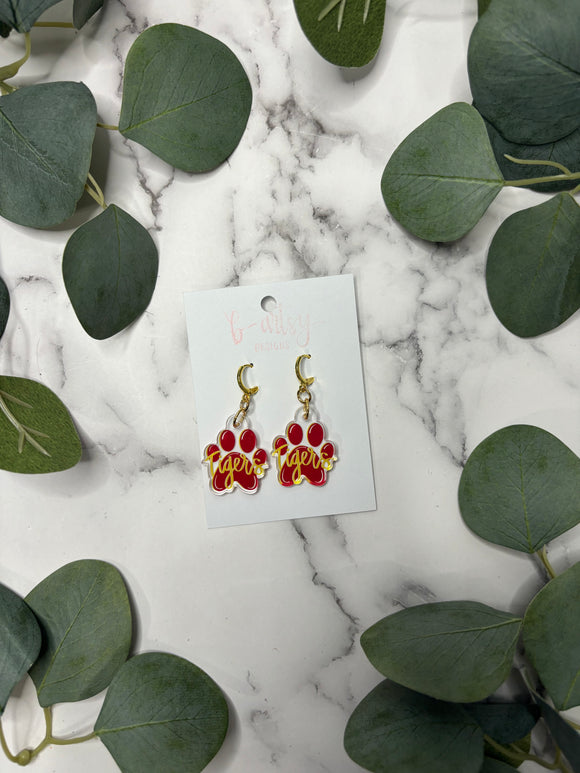 Red Tiger Paw Earrings