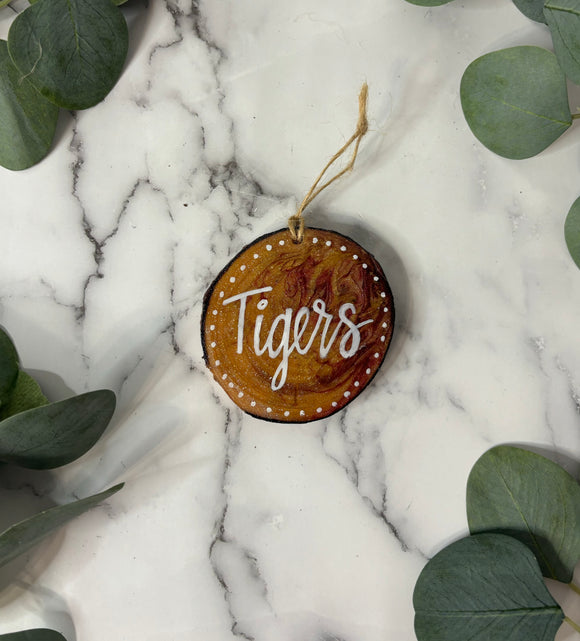 Hand painted Tigers - Glitter Wood Ornament