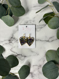 Purple, Green, & Gold Hearts - Earrings