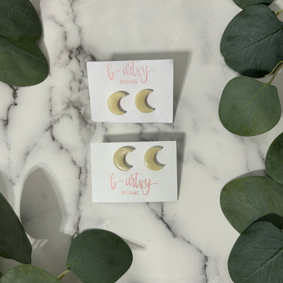 Glow in the dark moon - Clay Studs