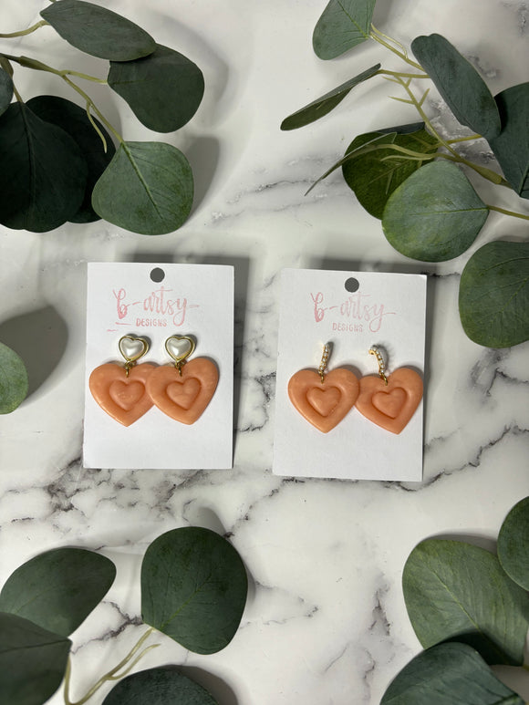 Light Pink Clay Heart - Earrings