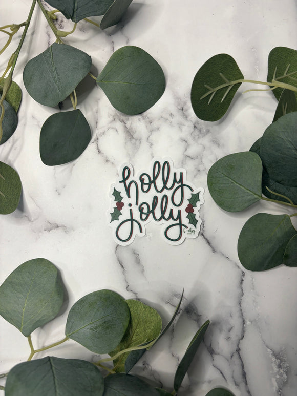 Holly Jolly - Clear Background Sticker