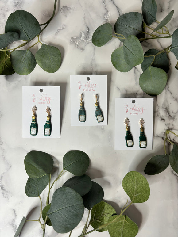 Champagne bottles - Clay Earrings