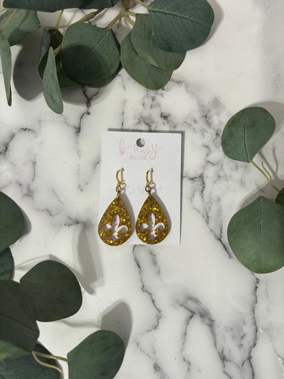 Teardrop Fleur de Lis - Earrings