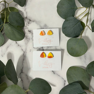 Yellow & Orange Triangle - Clay Studs