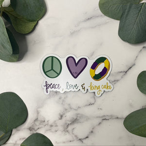 Peace, Love, & King Cake - Magnet