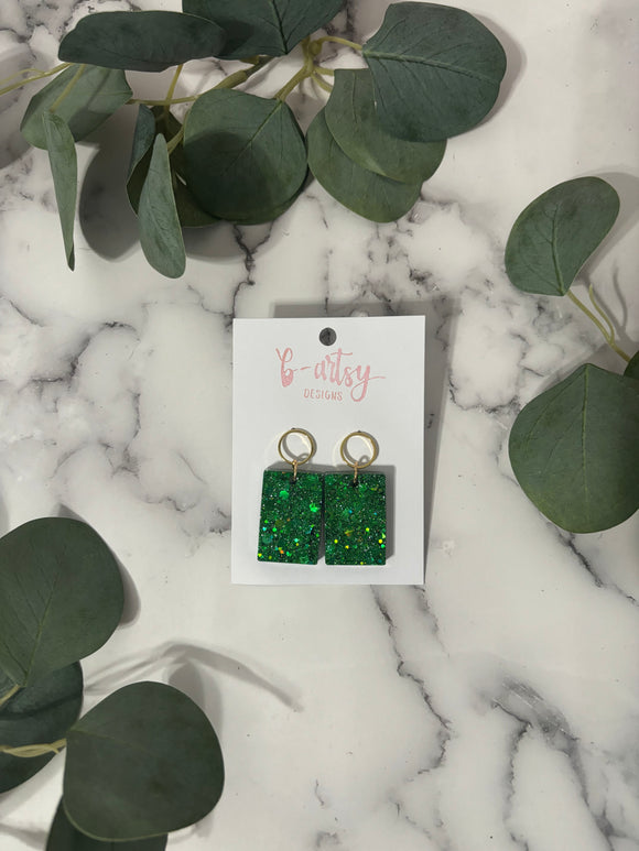 Green Rectangles - Earrings