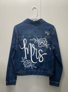 "Mrs” with flowers - Jean Jacket