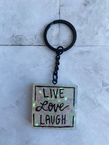 “Live, Love, Laugh” Square Keychain