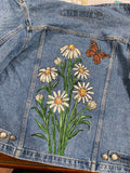 Daisies & a Butterfly Hand painted Jean Jacket