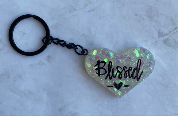 “Blessed” Heart Keychain