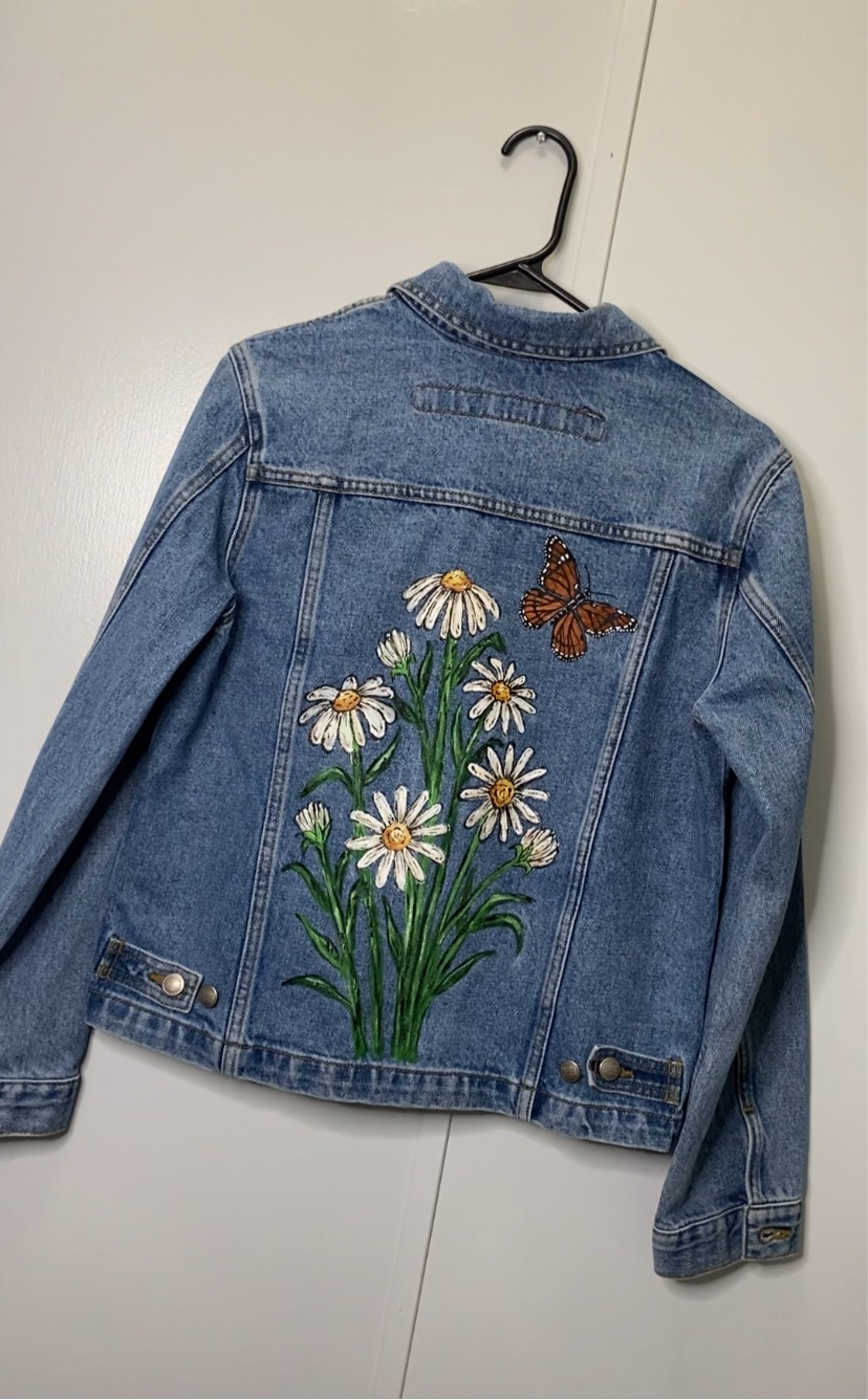 Jean jacket with flowers online